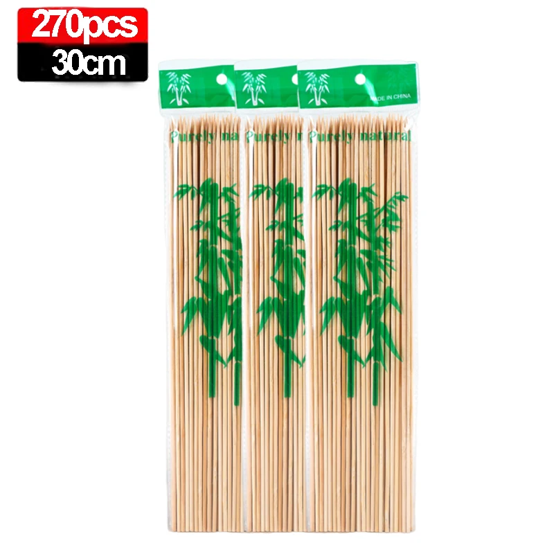 270/90 Uds palitos de comida desechables palo de brocheta de bambú palitos de ratán largos y gruesos de madera para Buffet comida fruta herramientas de barbacoa