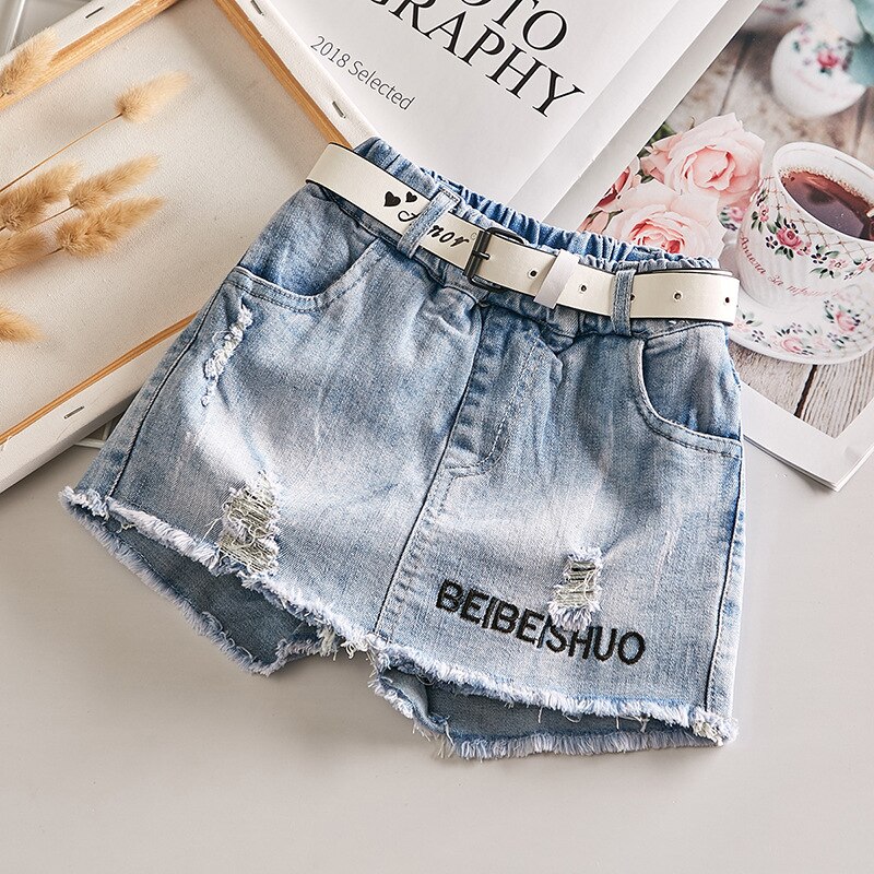 Meisjes Denim Shorts Zomer Koreaanse Zomer Kleding Baby Kinderen Gat Alle-Wedstrijd Broek Broek 1-12 Leeftijd Baby Kleding