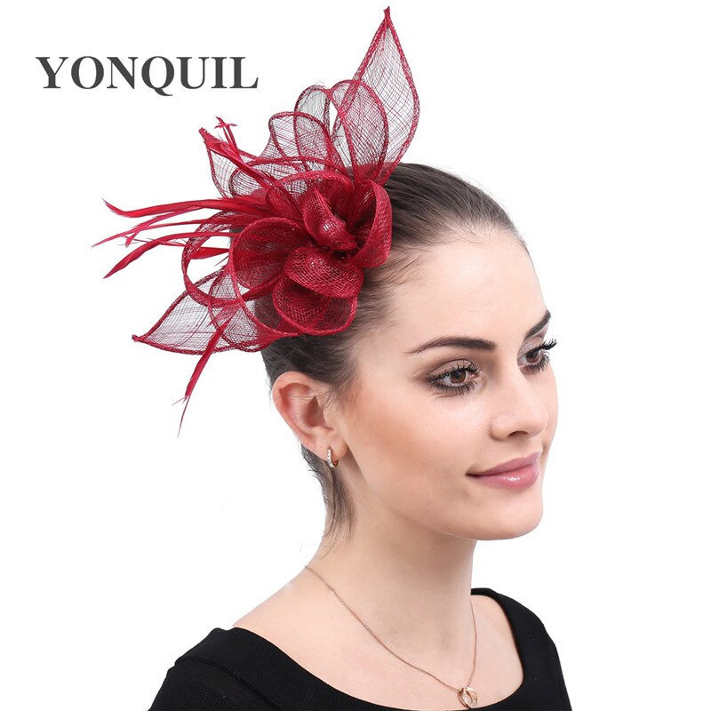 Chique veren hoofddeksels voor dames, dames fascinator, bruidshoofdtooi, chique veren haaraccessoires, kerkelijke linnen hoeden