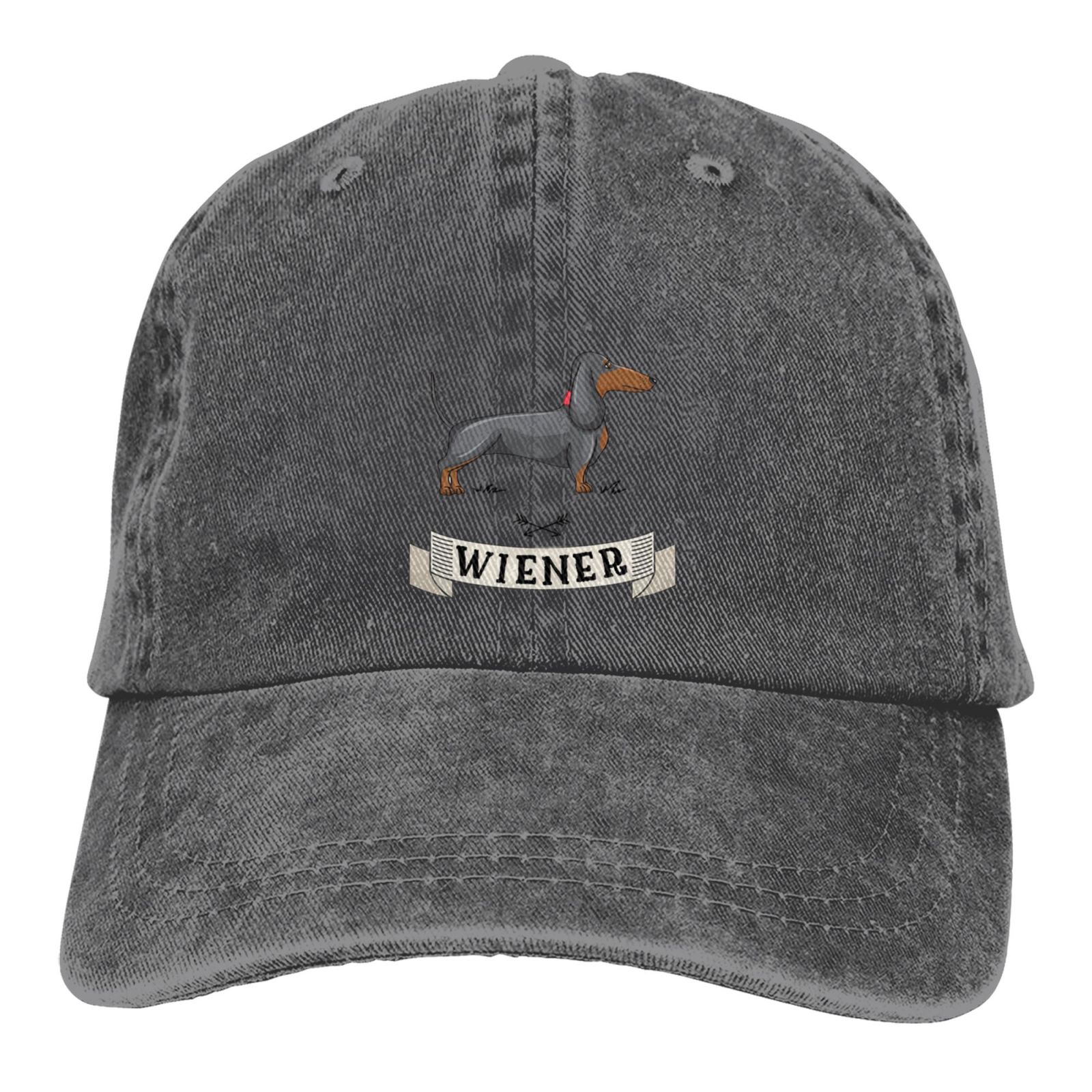 Dachshund Weiner Dog Hat Funny Black Baseball Cap Men Women Adjustable Trucker Washed Denim Caps for Outdoor: Lavender