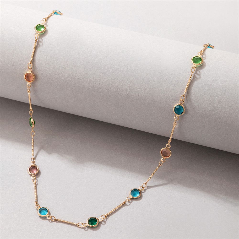 Tredny Green Rhinestone Ketting Choker Ketting Voor Vrouwen Goud Kleur Lichtmetalen Metalen Handgemaakte Sieraden Accessoires Kraag 2022: multicolor