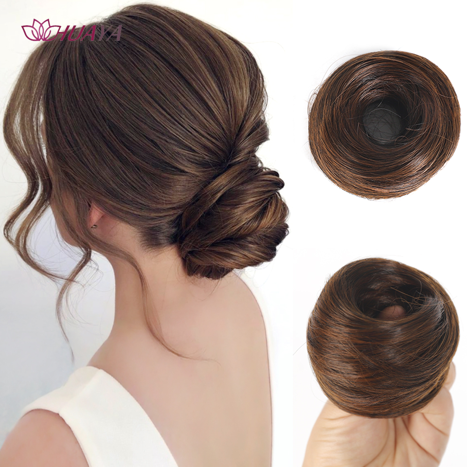 Moño desordenado, extensión de moño recto, Mini banda de goma, moño para el pelo, peluca de Donut sintética, accesorio, moño Updo