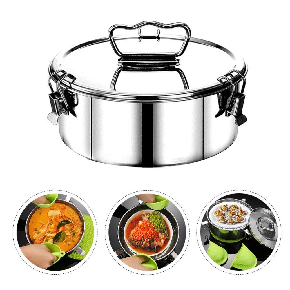 Multifunctional Steam Pot Cooking Boiler Silver Stockpot Stainless Steel Steamer