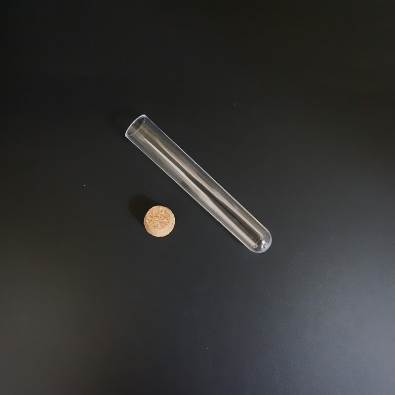 (100pieces/pack) 12x75mm Laboratory Plastic Test Tube With Cork Wood cap Lab Experiment Favor Tube Refillable Bottle