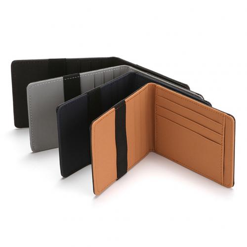 RFID blocage hommes portefeuille sécurisé Faux cuir sac cartes argent élastique porte bande RFID blocage antivol argent liquide/porte-carte Durabl: COFFEE