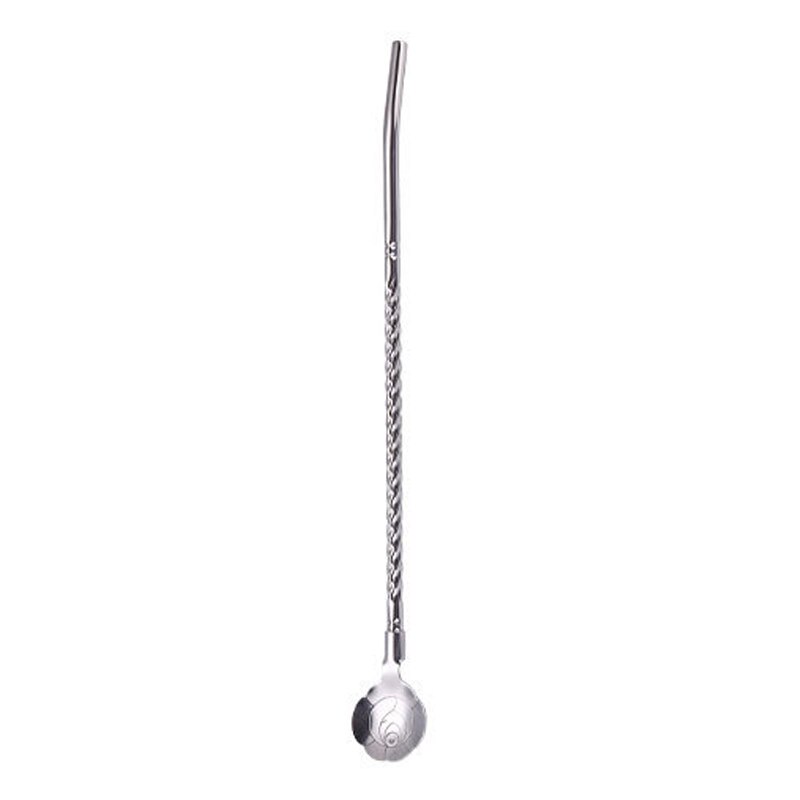 Cuillère en paille Rose torsadée, 1 pièce, fleurs de cerisier, longue paille dorée Portable réutilisable en acier inoxydable, cuillère à remuer pour Cocktail et café: rose silver