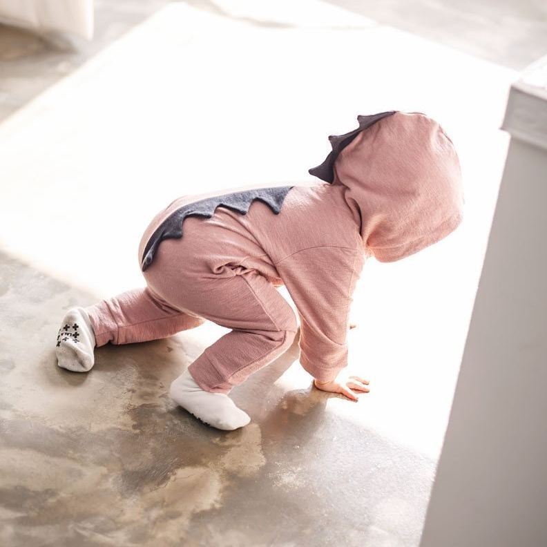 baby gutt pike 3d dinosaur drakt fast rosa grå romper varm vår høst bomull romper playsuit klær