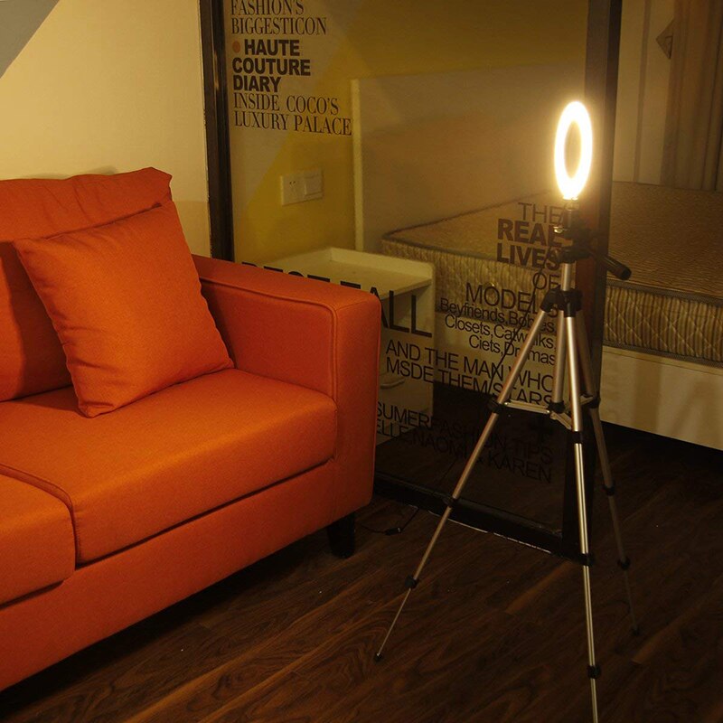 5.7-inch LED tripod ring fill light for Video Makeup Mini LED Camera Light with Smart Phone Holder Desktop LED Lamp