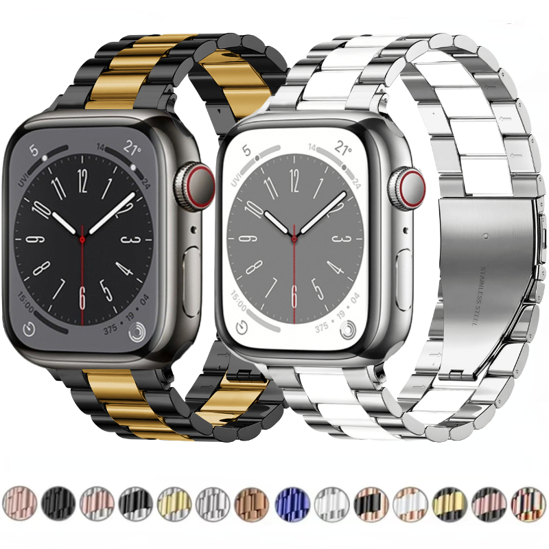 Pulseira de Aço Inoxidável para Apple Watch, Bracelete de Metal, Ultra 49mm, 10mm, 42mm, 46mm, 9mm, 8, 7, 45mm, 41mm, iWatch 6, 5, 4, 3, SE, 44 milímetros, 40 milímetros