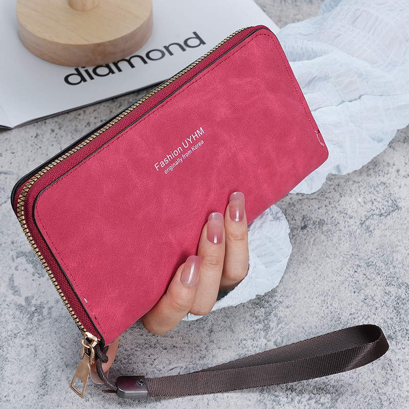 Ladies holding a long wallet Korean handbag multi-function card bag mobile phone bag coin purse female wallet: Red
