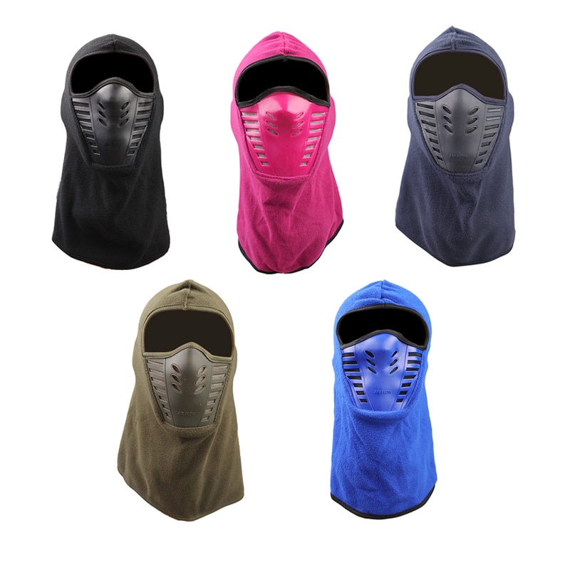 Vinter varm motorsykkel ansiktsmaske nakke skjerf aktivt karbon filtre termisk fleece balaclava motorsykkel vanntette beanies