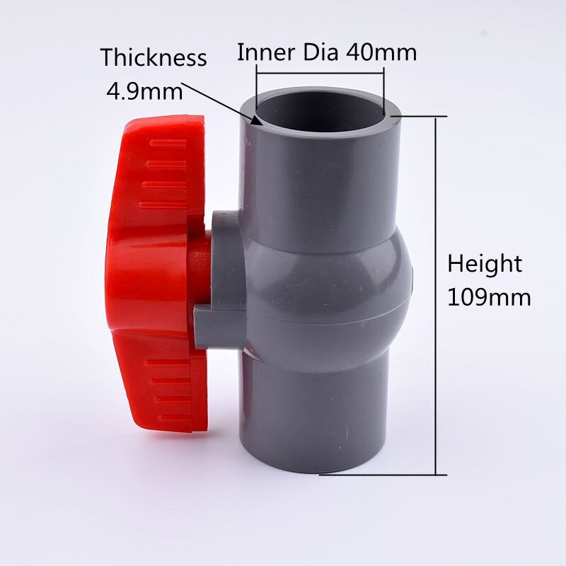 1pc 20~63mm PVC globe valve Garden Irrigation Agricultural Irrigation Water Pipe Connectors Aquarium Tank Fish Tank Adapter: Inner Dia 40mm