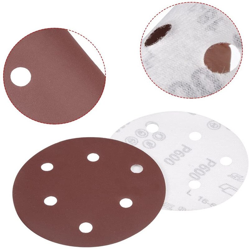 10Pcs Sandpaper Round Shape Sanding Discs Hook Loop Sanding Paper Buffing Sheet Sandpaper 6 Hole Sander Polishing Pad 125mm