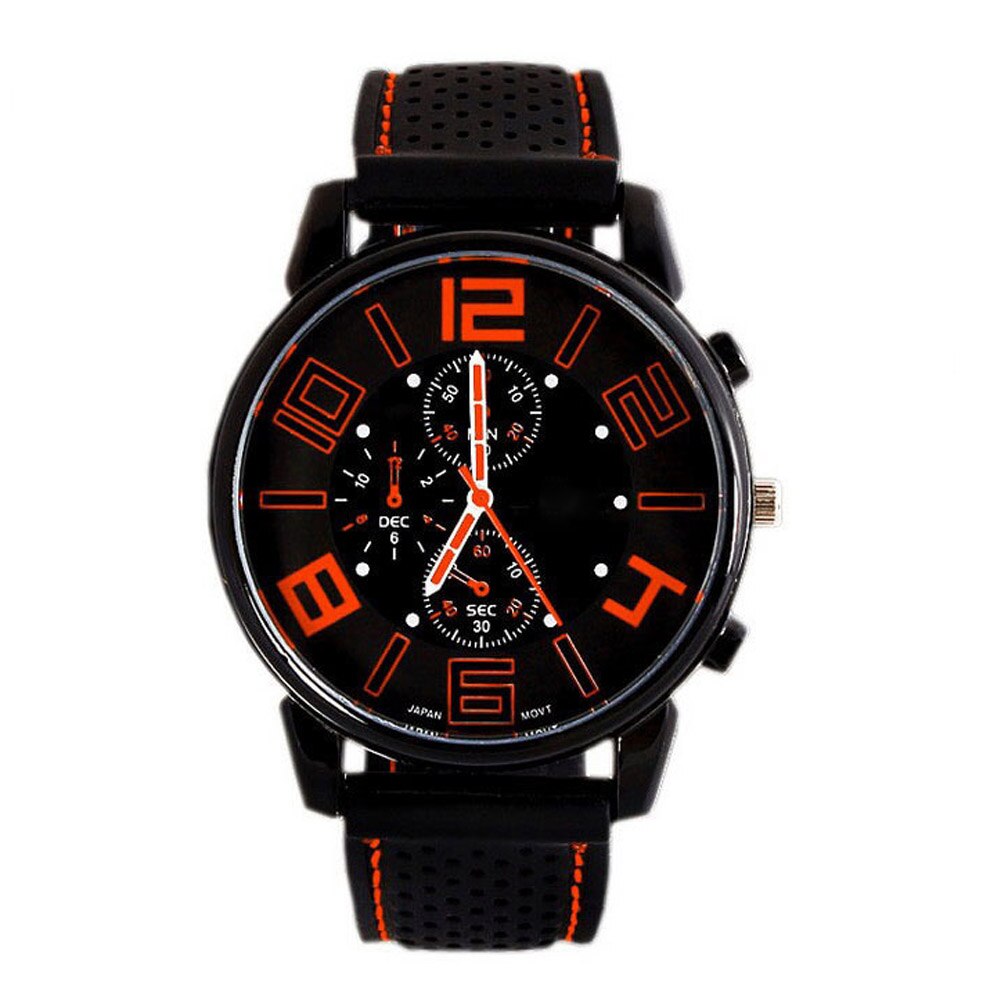 Men Quartz Analog Watch Silicone Strap Band Round Dial Sport Wristwatch LL@17
