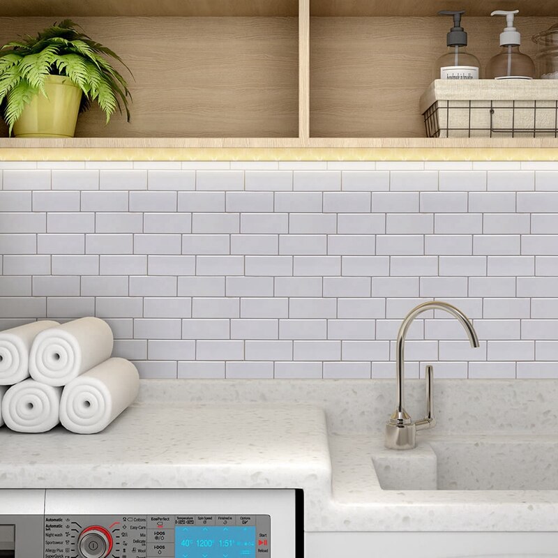 Piastrelle a buccia e Stick Backsplash piastrella della metropolitana per cucina bagno lavanderia rimovibile 3D metropolitana piastrella da parete 5 pezzi