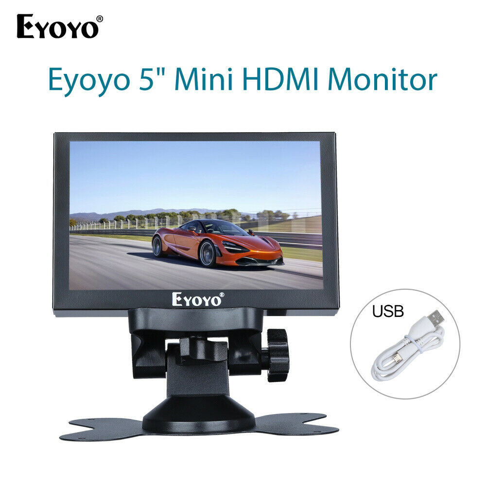 Eyoyo 5 pouces Mini moniteur HDMI 800x480 vue arrière de voiture TFT LCD écran d'affichage avec BNC/VGA/AV/HDMI sortie haut-parleur intégré