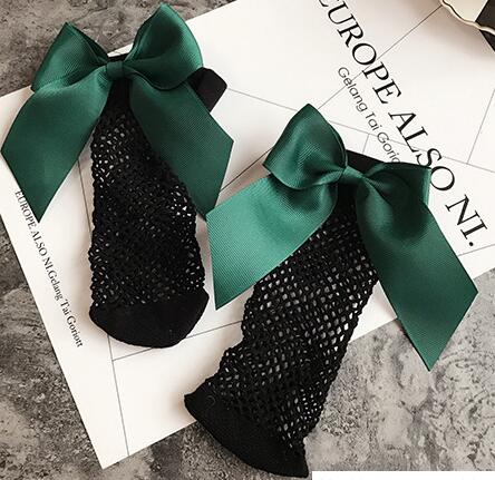Kobiety skarpetki do kostek typu kabaretki z falbaną siatki koronki Bowknot krótkie skarpetki skarpety sportowe siatki siatki skarpetki damskie dziewczyny łuk Sox Flamesocks: Greey mid