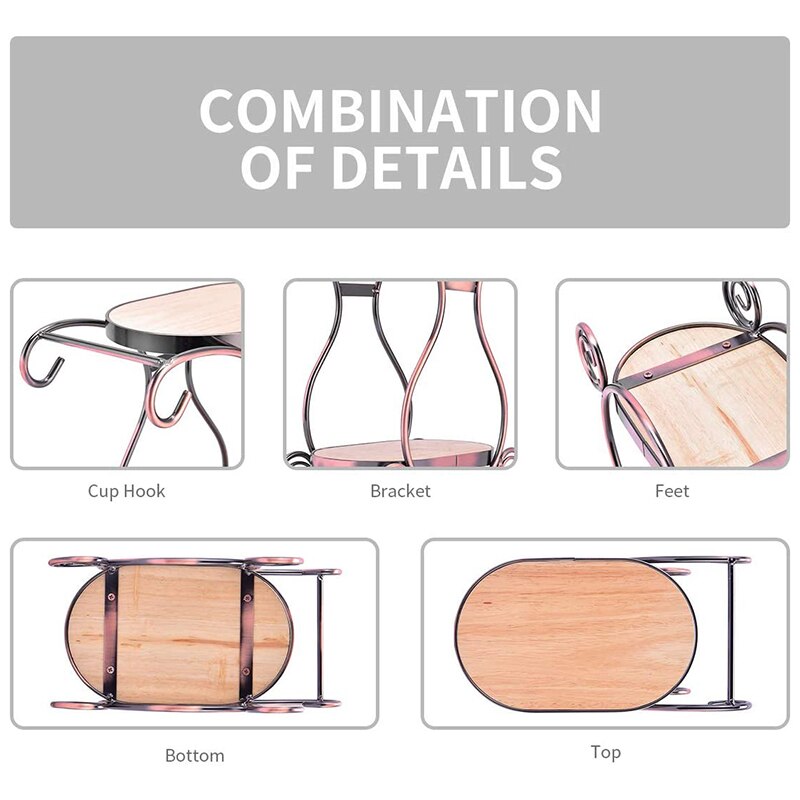 Coffee Mug Holder,Teacup Storage Rack,Drying Display Rack,Coffee Bar Accessory Coffee Cup Holder with 2 Hooks Coffee Cup