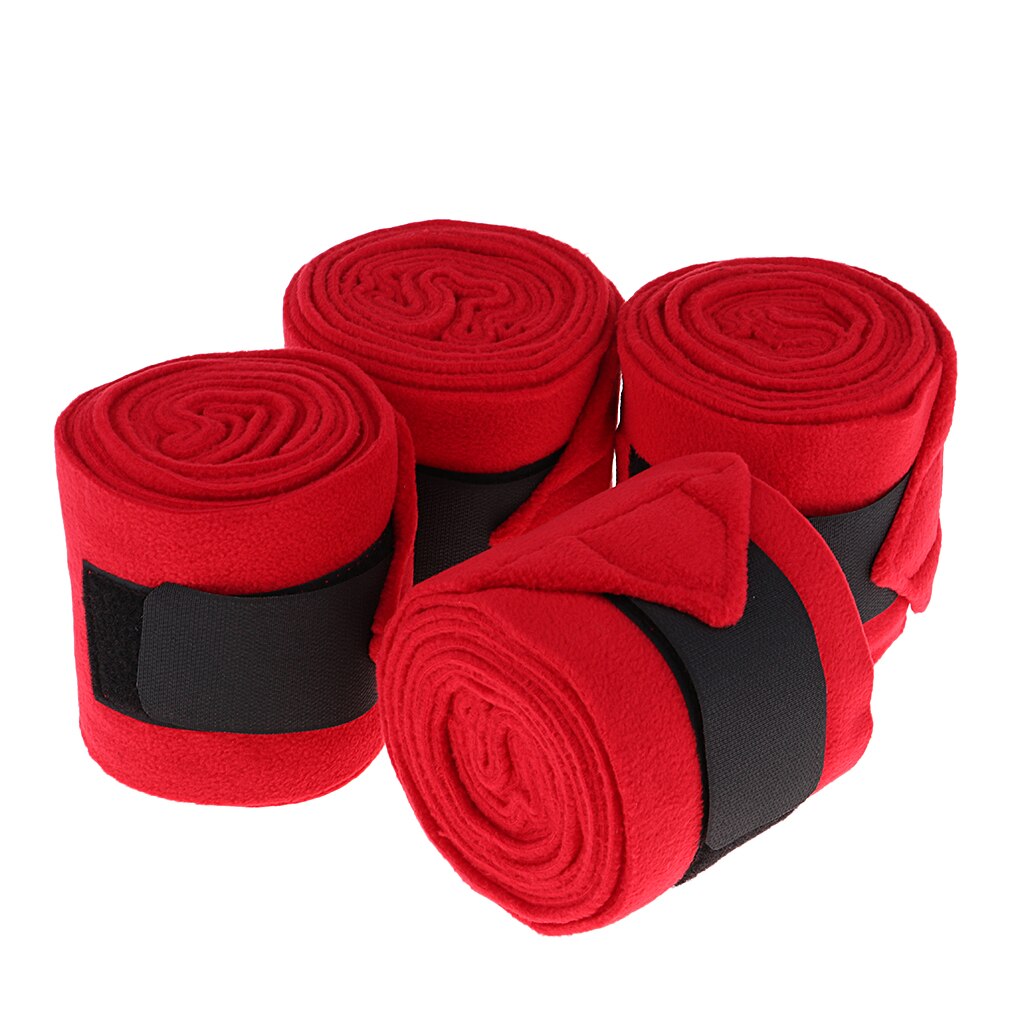 4 polo tasker heste pony leggings bandager tykkere fleece udendørs ridestøvler bøjler ben rideudstyr: Rød 4 stk
