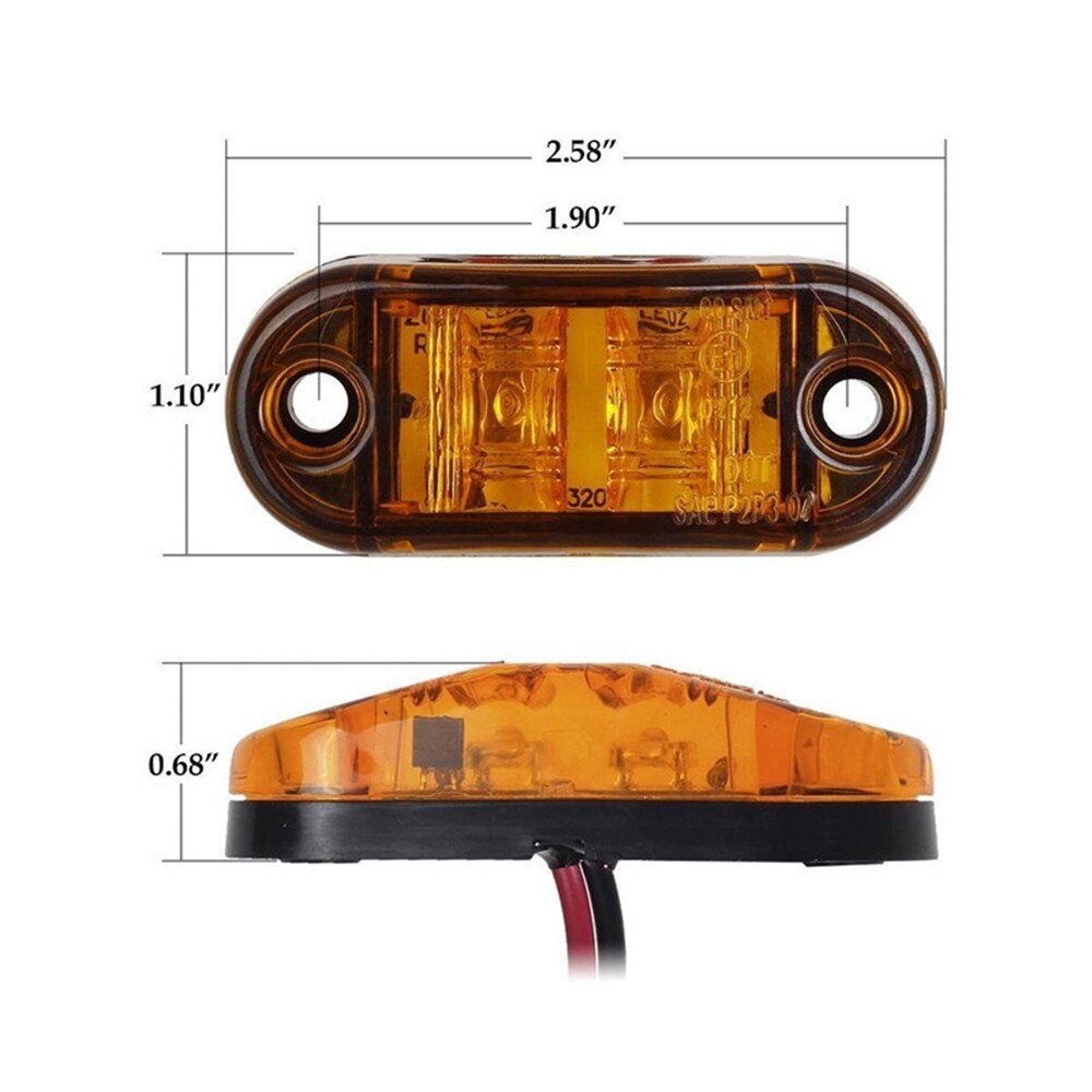 Kardne 4 Stuks 27 Led Zijlampen, 12 V 24 Zijmarkeringslichten Controlelampjes Waarschuwingslichten Noodlichten Remlichten Voor Vrachtwagen Auto Aanhanger Caravan Bus Suv Geel 2275623432