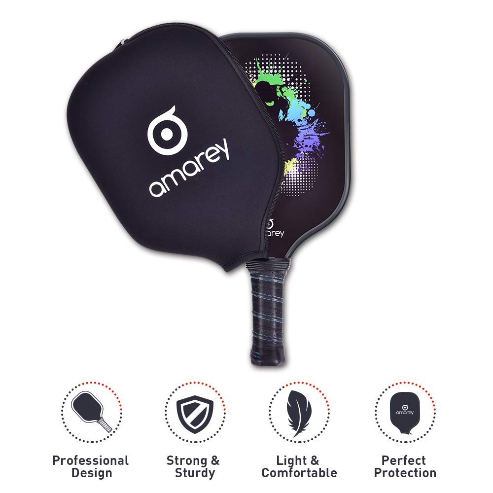 Pickleball Paddle Graphite Pickleball Racket Honeycomb Composite Core Set Ultra Cushion Grip Low Profile Edge Bundle Graphite