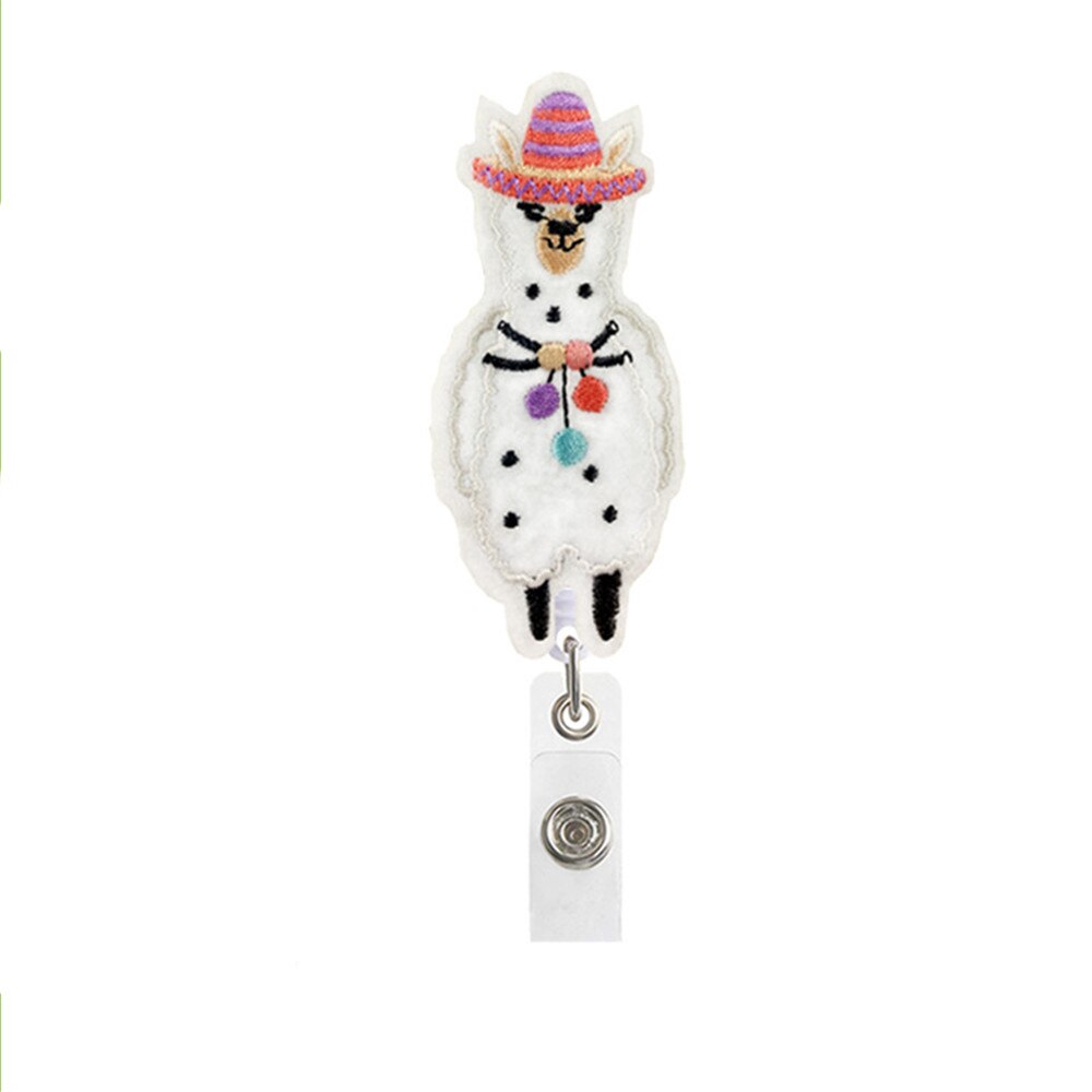 1pc Cute Animal Alpaca Retractable Nurse Badge Reel Clip Badge Holder Students Doctor Id Card Holder