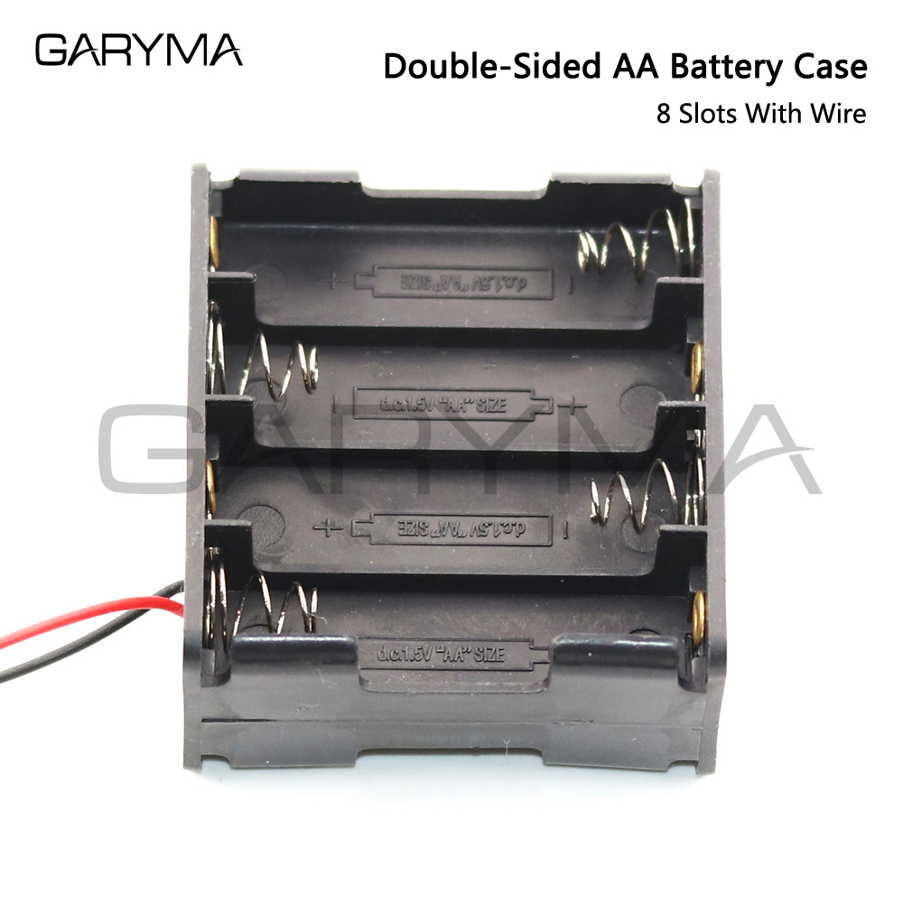 Aa Batterij Terug Naar Holder Case Box Storage Met Wire Leads 2x 4x 6x 8x 10x Slot Batterijen Batterij case 3V ~ 15V Connector: Donkergrijs