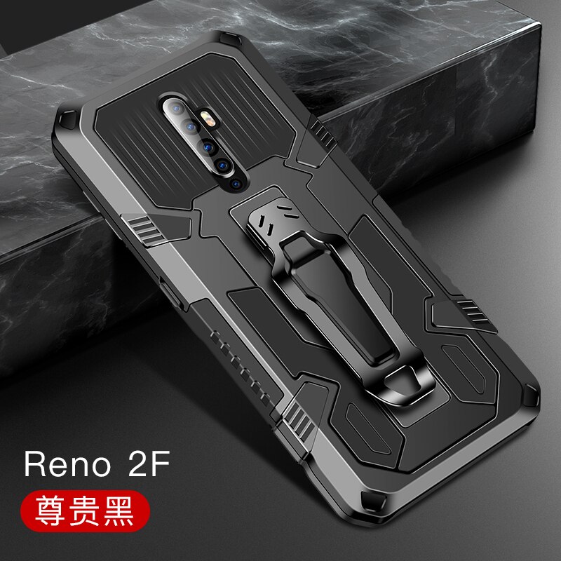 Pancerna obudowa do OPPO RENO 2Z 2F obudowa odporna na wstrząsy futerał na pasek etui na OPPO RENO 2 Z etui F OPPO RENO 2F 2Z Coque Funda capa: For OPPO A93 / Black