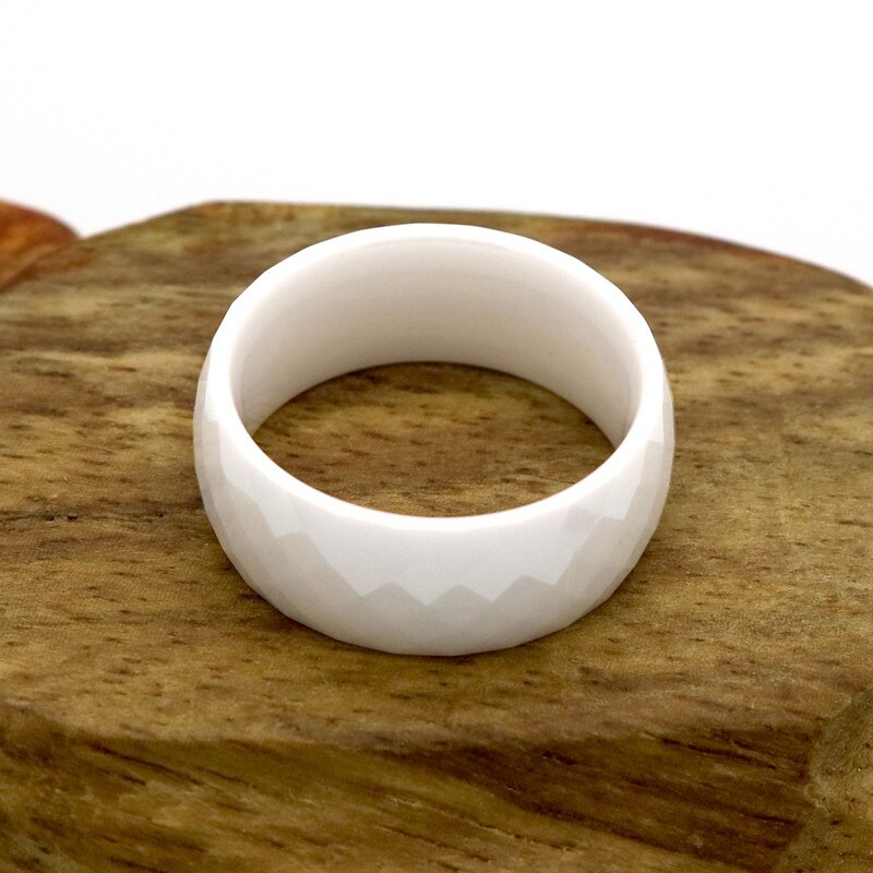 8mm brede ringe komfort passer mange facetterede kvinder hvid sort keramisk ring engagement mærke keramiske smykker bague keramiske femme