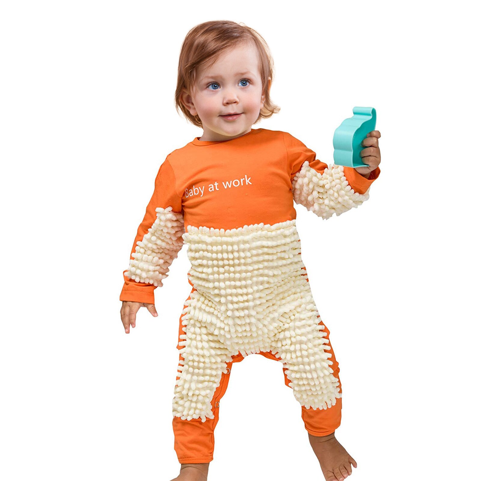 Baby Mop Rompers Outfit Unisex Rompe Boy Girl Polishes Floors Cleaning Mop Suit Cleaning Mop Sui Kids Crawls Toddler Jumpsuit