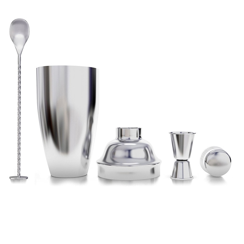 3PCS/PACK Cocktail Shaker Bar Set Accessories Martini Kit with Measuring Jigger and Mixing Spoon Stainless Steel Tool