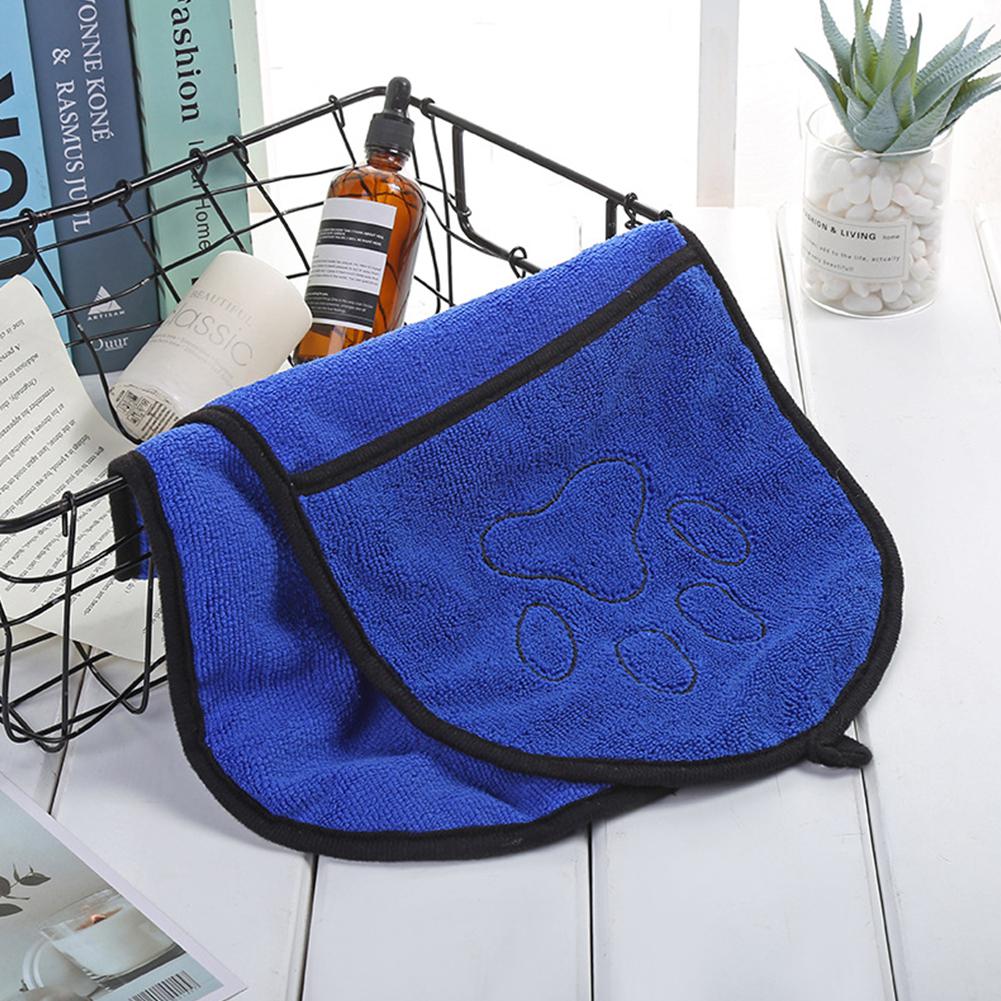 AsyPets Dog Cat Bath Towel Super Absorbent Microfiber Towel Soft Pet Supply 23*65cm: Navy blue