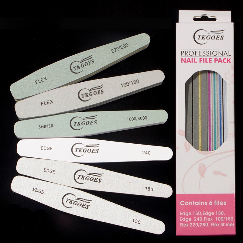 6 unids/set limas de uñas Grit 110 150 180 220 240 280 1000 4000 juego de 6 estilos disponibles para manicura y pedicura