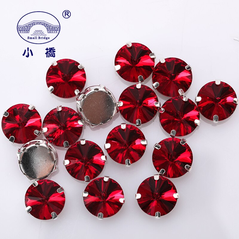 Piedras de cristal redondas brillantes para coser, piedras de vidrio para decoración de ropa, piedras de cristal sueltas con parte trasera plana y garra, 10  s062