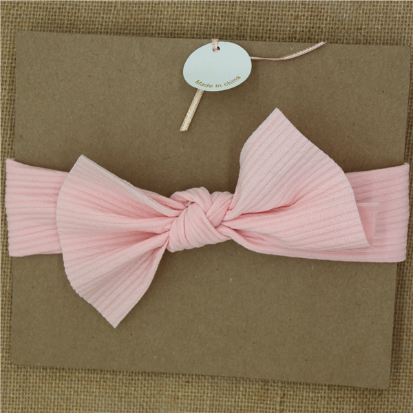 Bandeau à nœuds pour bébé, gros nœud noué, en tissu extensible, solide, accessoires pour cheveux de bébé: Rose