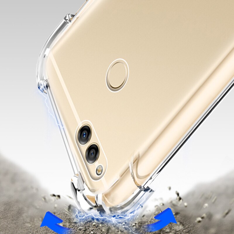 YUETUO luxus transparent stoßfest zurück coque, abdeckung, fall für huawei honor 7x7 x silicon silikon original telefon zubehör