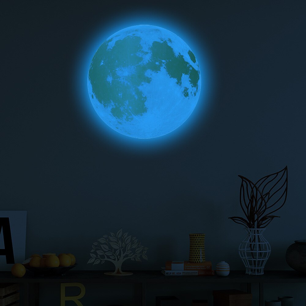 Glowing Moon Wall Stickers Home Decor Glow In The Dark Sticker Vinyl Babyroom Bedroom Living Room Decoration