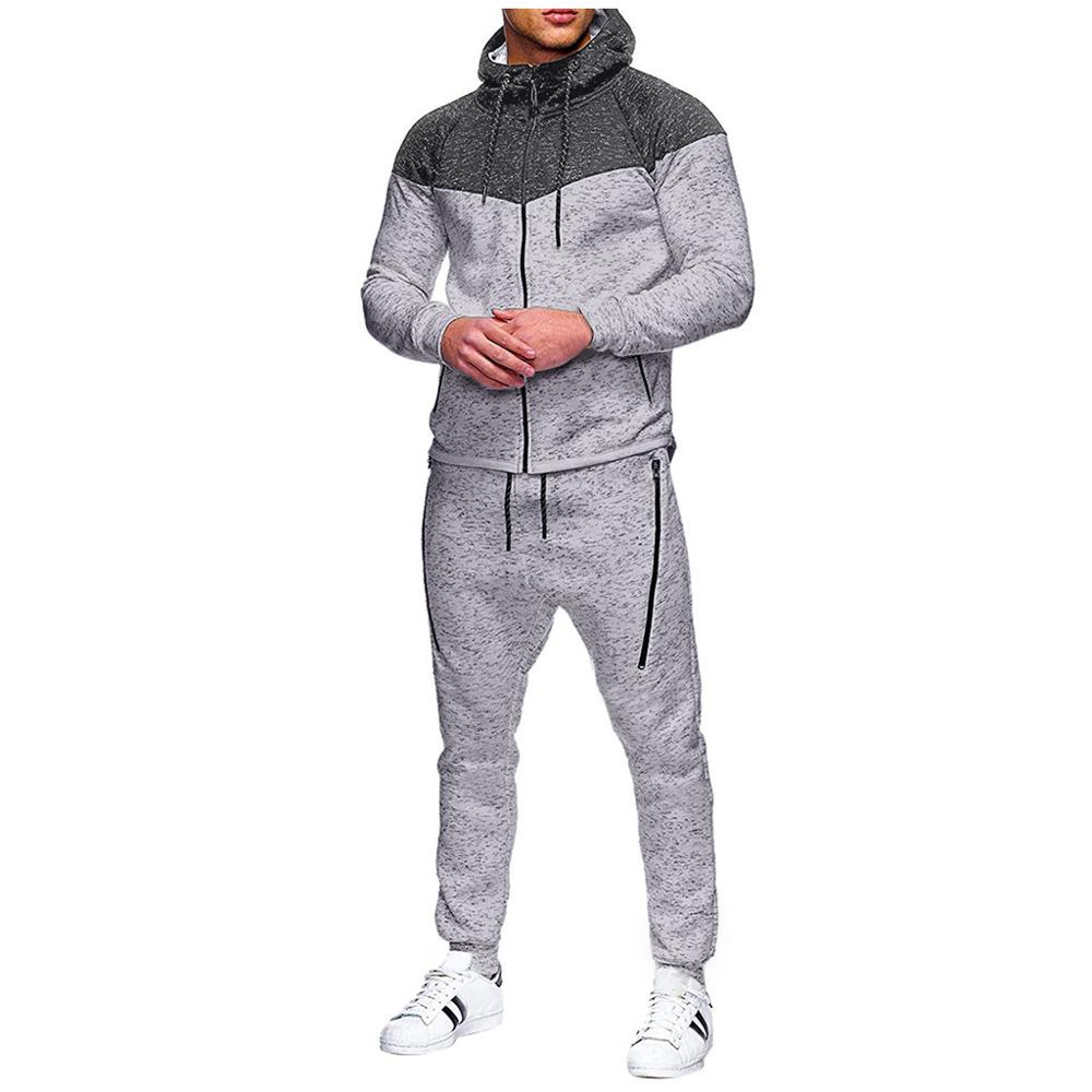 Mode Sport Past Mannen Herfst Winter Patchwork Sweatshirt Top Broek Sets Sport Pak Trainingspak Causale Streetwear Clothi