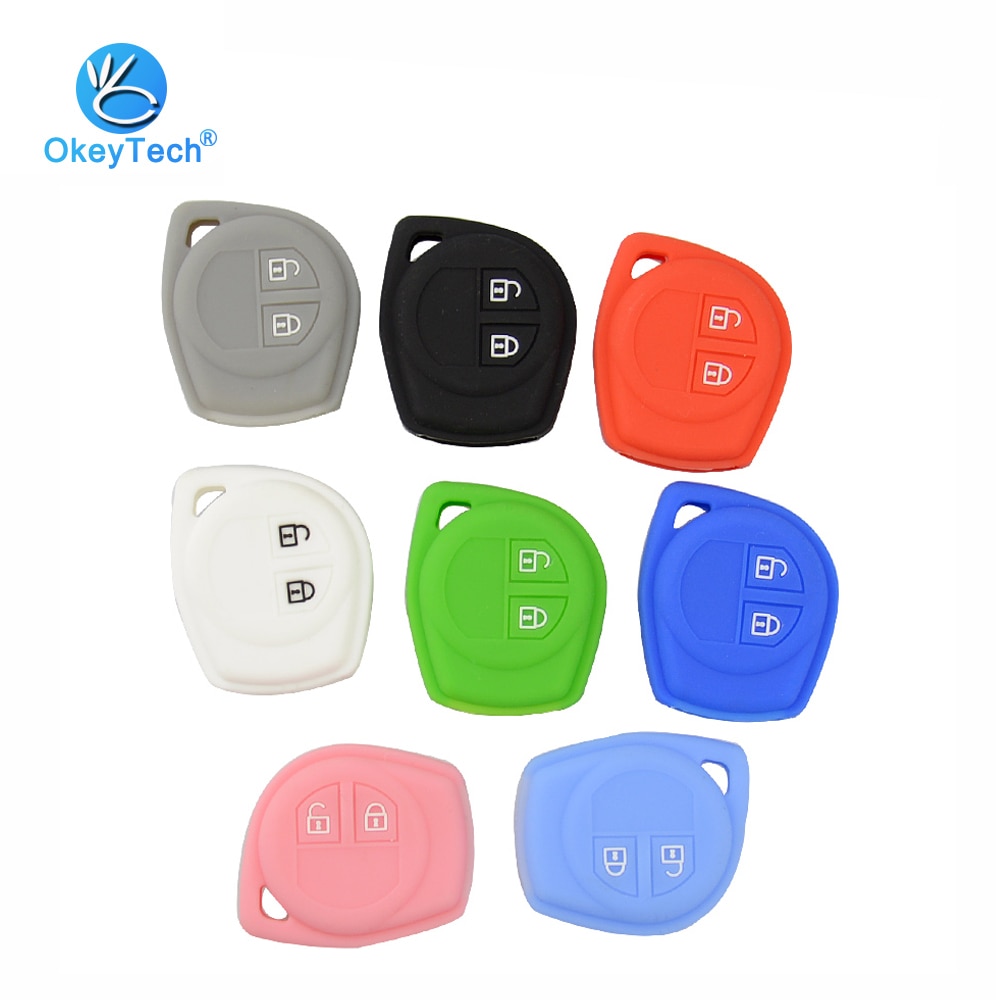 Okeytech 2 Knop Siliconen Rubber Pad Auto Key Cover Case Fob Beschermen Skin Tas Voor Suzuki Grand Alto SX4 swift Vitara Agila
