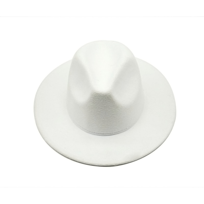 Høst vinter dame filthatt fedoras hatter med stor brem for kvinner britisk stil vintage kirkehatter dame flat brem hvit jazz cap