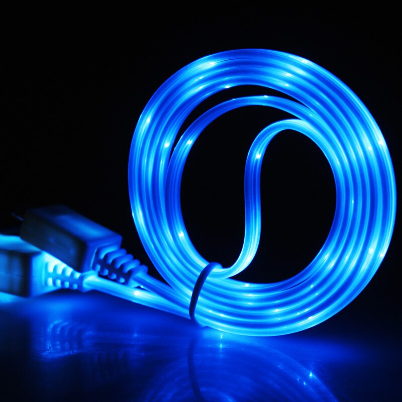 1M Colorful emitting Charge Wire Led Micro USB Cable for Samsung for HTC for iPhone 6 6S 7 8 Plus x Android phone charger cable: blue / 1m for Android