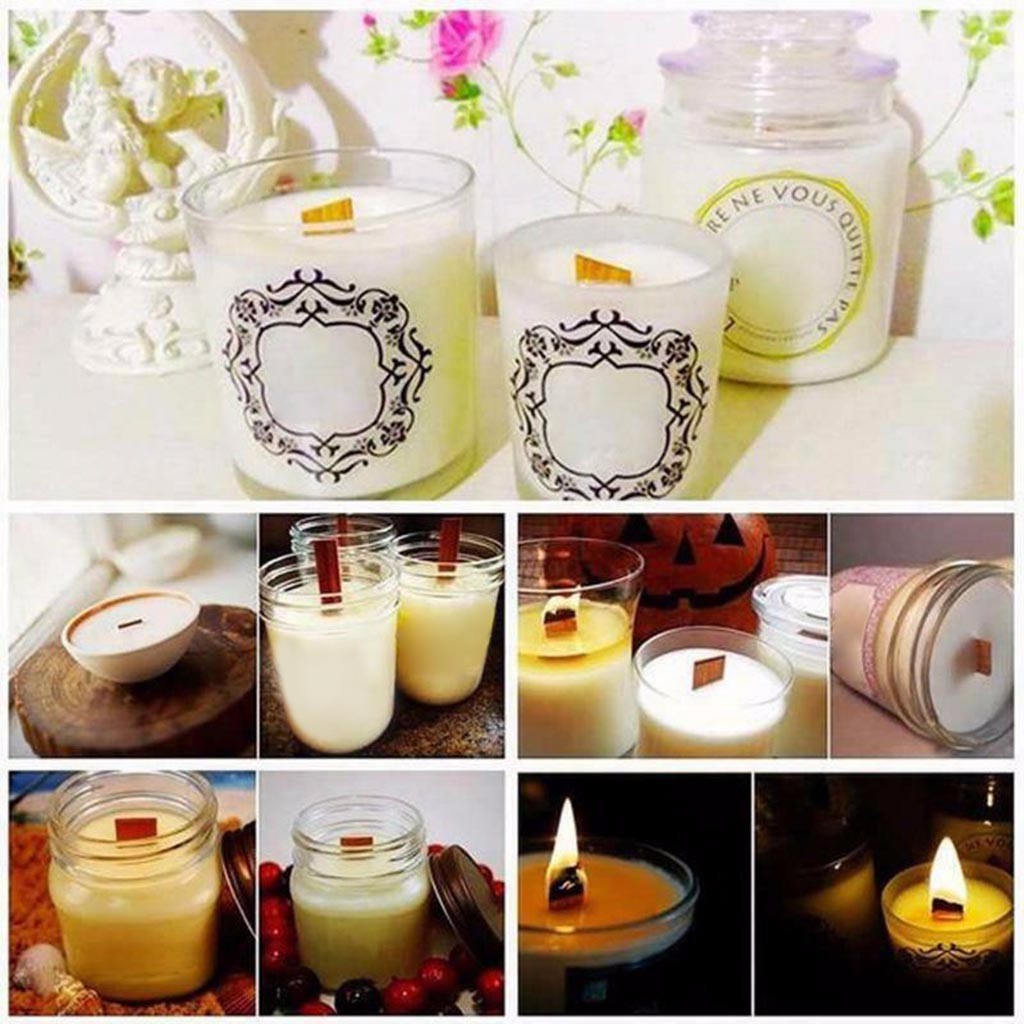 Velas de madera palo de incienso con soporte de hierro soporte de soporte para vela hecho a mano Diy suministro para manualidades cera de parafina de soja 50 Set # YJ