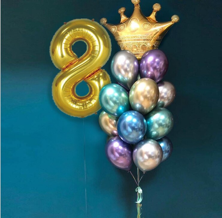 måke krone folie ballonger bursdag dekorasjoner voksen til 1st bursdagsfest ballong prins prinsesse baby tegneserie lue: 8