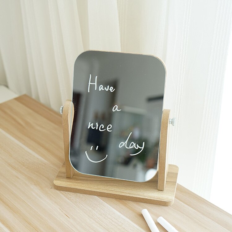 Solid Wood Desktop Makeup Mirror Simple Dressing Mirror Portable Wooden High-definition Beauty Mirror: small