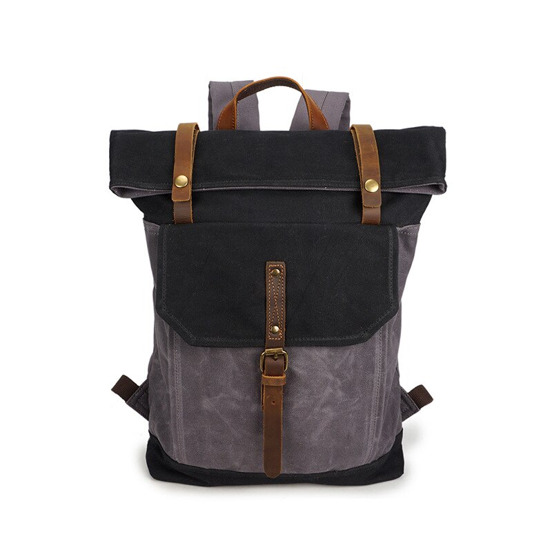 Sac à dos Vintage en toile cirée à l&#39;huile, sac d&#39;école pour adolescent, sacs de jour de voyage imperméables pour ordinateur portable 14 pouces, sac à dos hommes/femmes