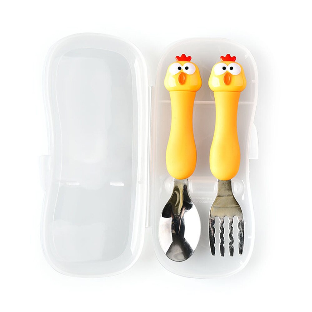 Kids Lepel En Vork Set Baby Gadgets Servies Set Baby Gadgets Feedkid Kinderen Rvs Bestek Voor Kinderen Servies: Chick
