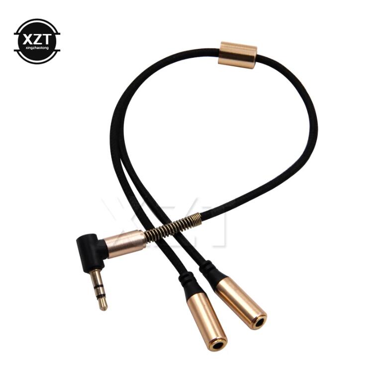 3,5 mm 1 do 2 Audio Aux Y Rozgałęźnik kabla Adapter męski do podwójnego żeńskiego złotego złącza 3,5 Jack do słuchawek Akcesoria do słuchawek: Black