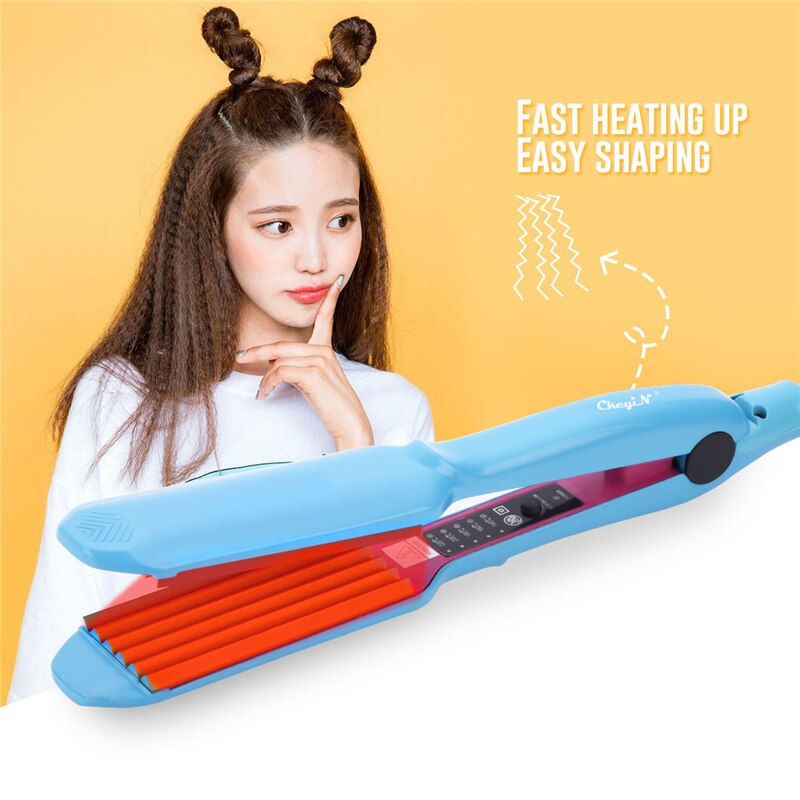 Electronic Hair Wave Iron Titanium Waver Hair Crimper Corn Plate Hair Straightener Straightening Corrugated Iron Styling Tools