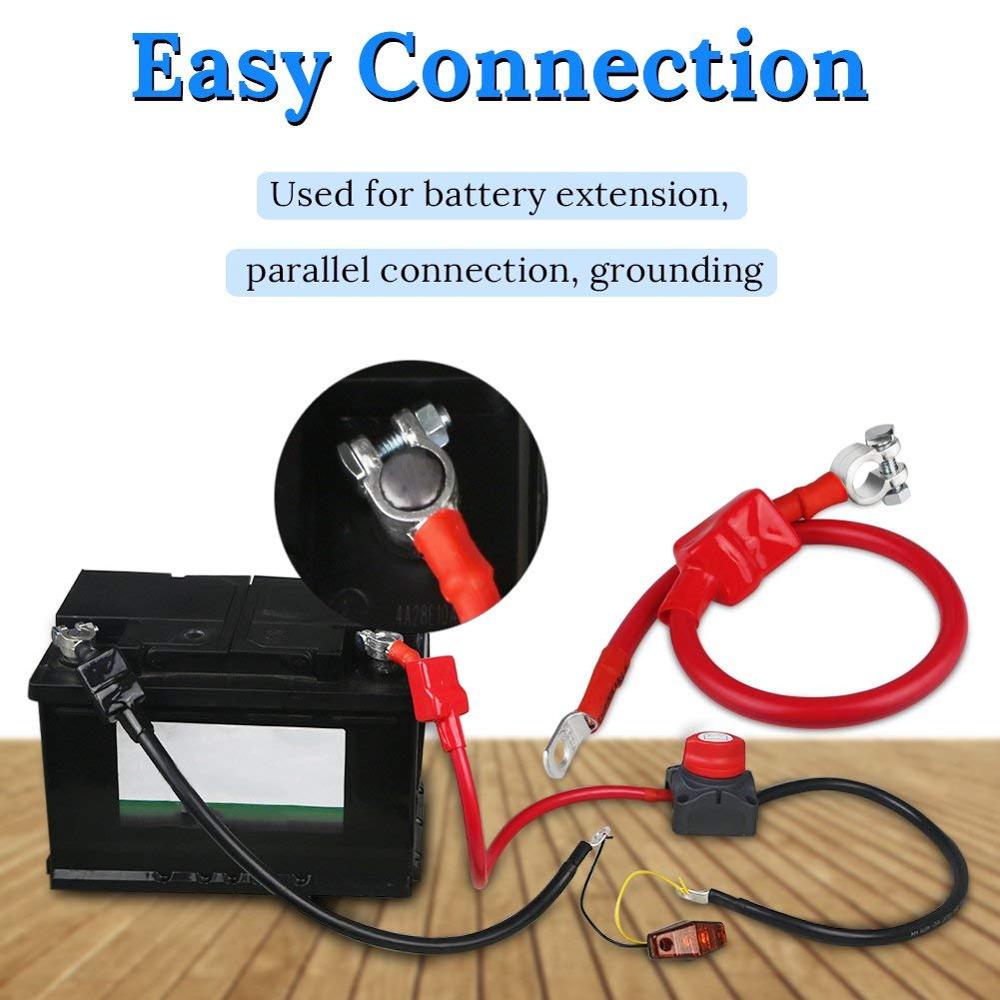 Positive Battery Cable Wire 2 AWG 2-Gauge 20 Inches with 2 melt adhesives Pure Copper Perfect Connection for Boat Yacht RV