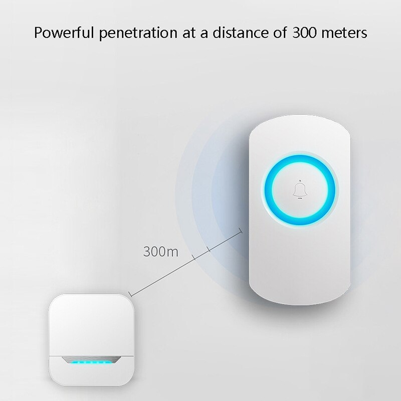 Wireless Doorbell Waterproof Chimes Wireless Kit with LED Flash Wireless Doorbells for Home US Plug